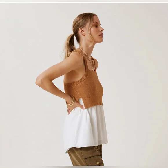 NWOT ANTHROPOLOGIE Sweater Tank. Size XS in neutral motif color - Picture 3 of 9